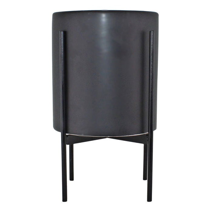 Minimalist Black Planter | Metal Stand | 28cm | Indoor/Outdoor Décor