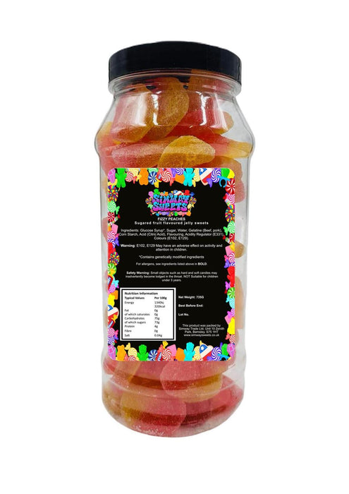 Delicious Fizzy Peaches Retro Sweets Gift Jar - Perfect for Gifting!