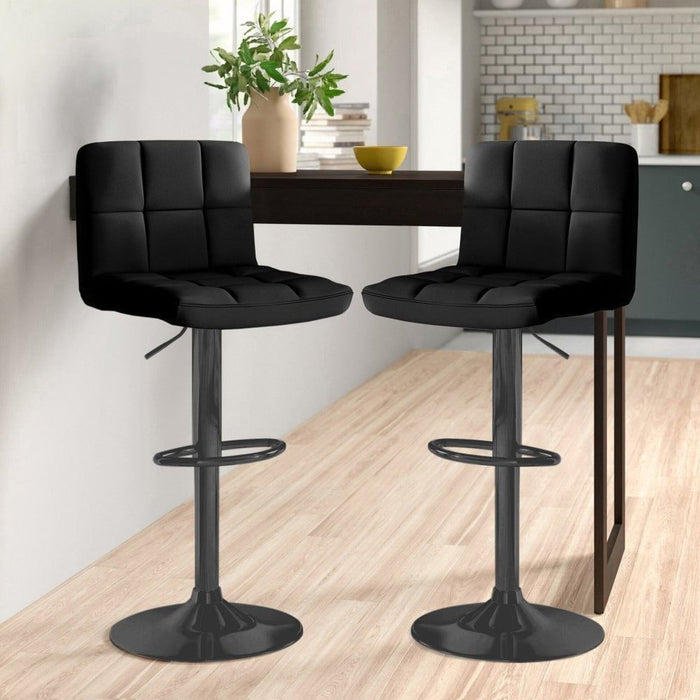 Faux Leather Bar Stool with Matt Black Leg