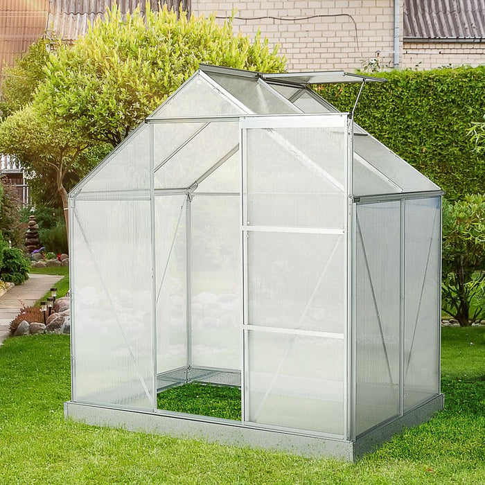 Walk-In Greenhouse | 4x6FT | Polycarbonate Panels | Aluminium Frame | Sliding Door