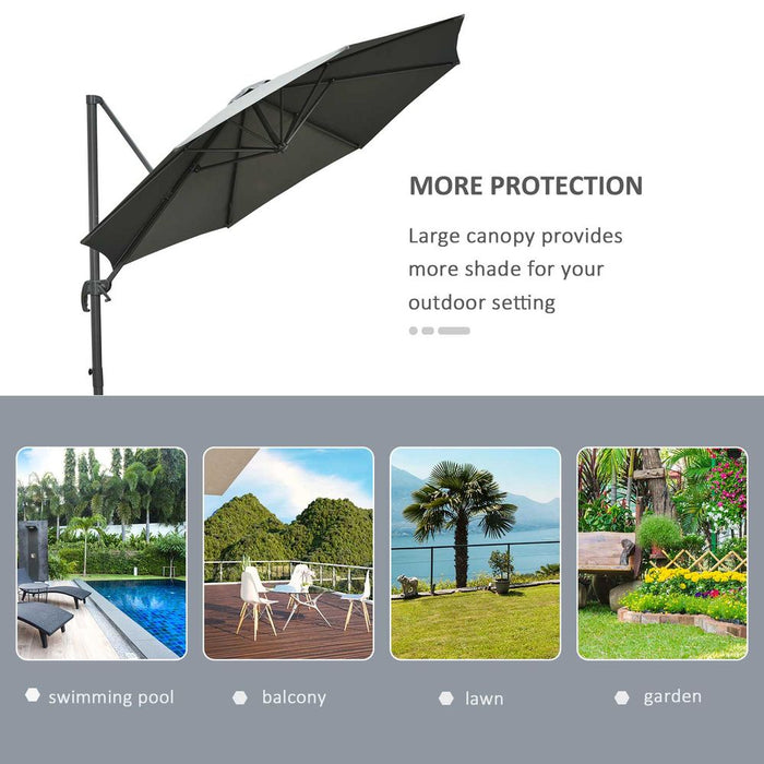 Premium 3m Patio Offset Parasol - Dark Grey - High-Quality & Adjustable - Easy to Use