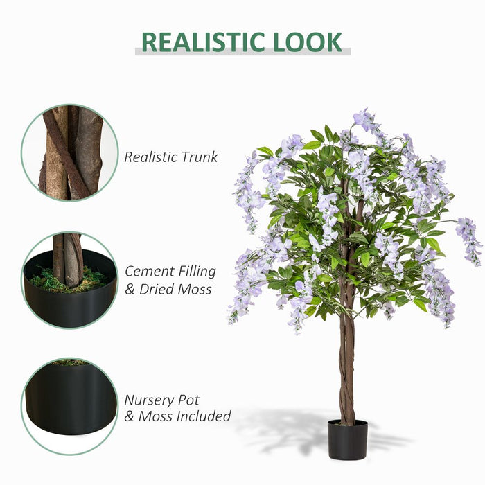 Realistic Wisteria Flower Tree - Artificial Faux Decorative Plant, 110cm - High-Quality Design