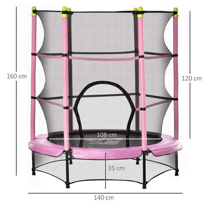 HOMCOM 5.2FT Kids Trampoline - Pink | Safety Enclosure | Indoor Outdoor | High Quality