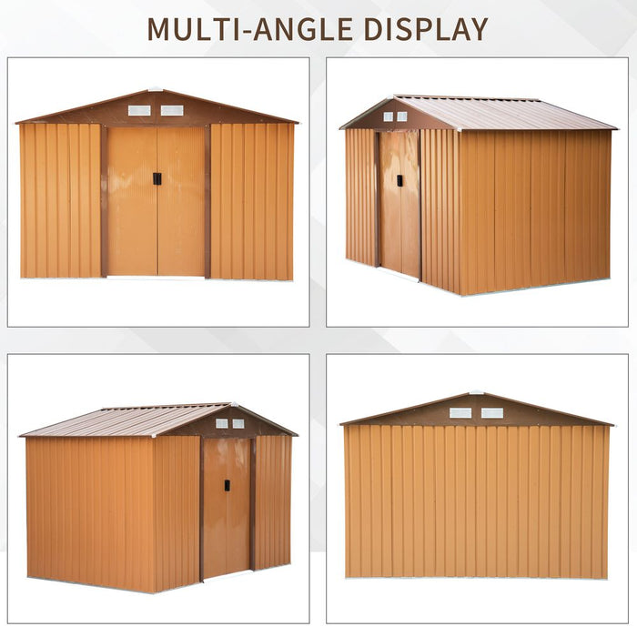 Lockable 9x6 ft Metal Shed - Khaki Storage Yard Container - High Quality