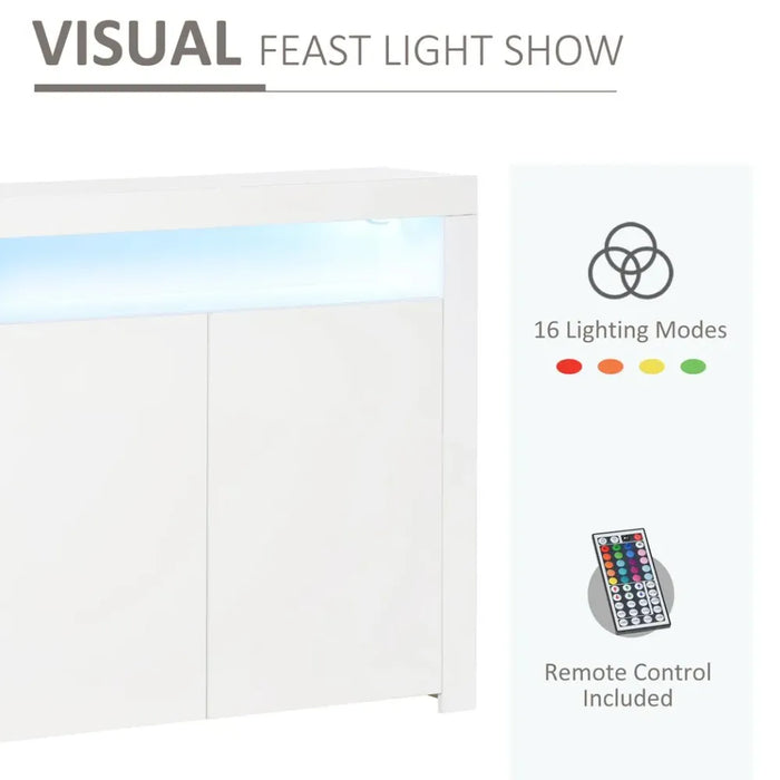 Modern LED Cabinet w/ RGB Lighting - High Gloss, White