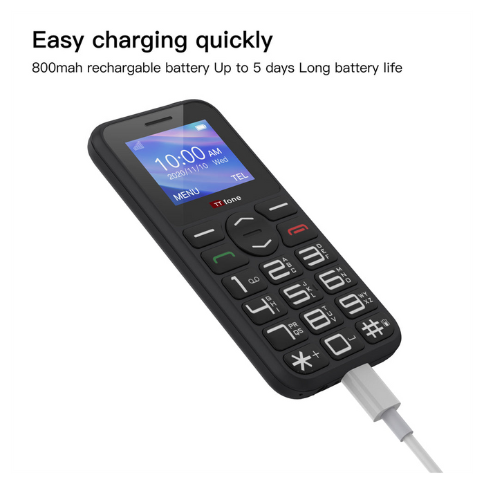 TTfone TT190 Big Button Mobile Phone with Dock Charger - Giff Gaff Pay As You Go