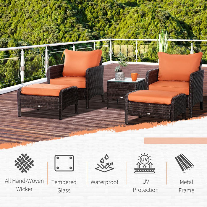 2 Seater PE Rattan Garden Furniture Set, Glass Top Table  Brown