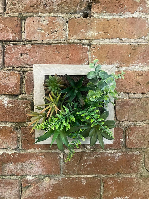 Premium Artificial Succulents in Square Wood Frame