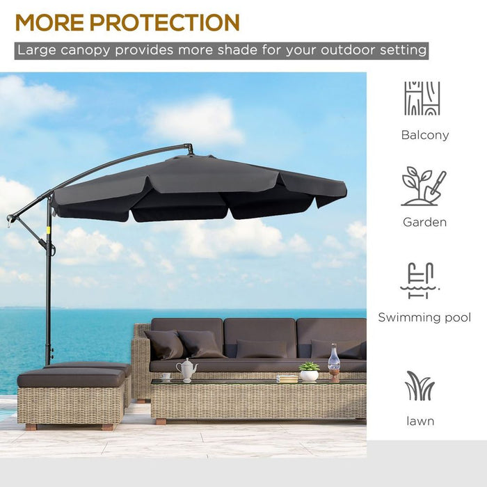 Premium 2.7m Garden Cantilever Parasol Sun Shade - Crank - High Quality - Black