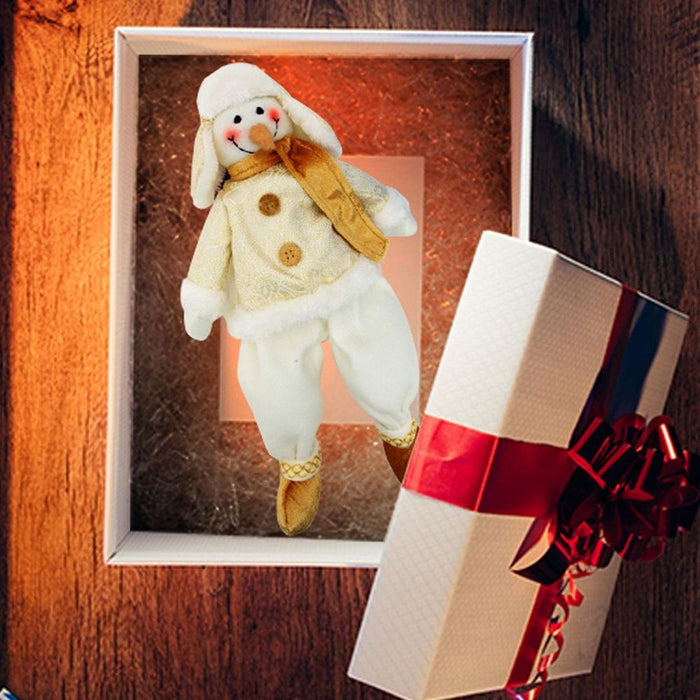 Premium Christmas Xmas Snowman - 27cm Tall - Gold - Free-Standing - Soft Fabric - Perfect Gift!