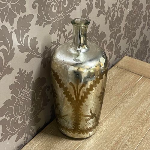 15" ANTIQUE SILVER GLASS DECORATIVE VASE