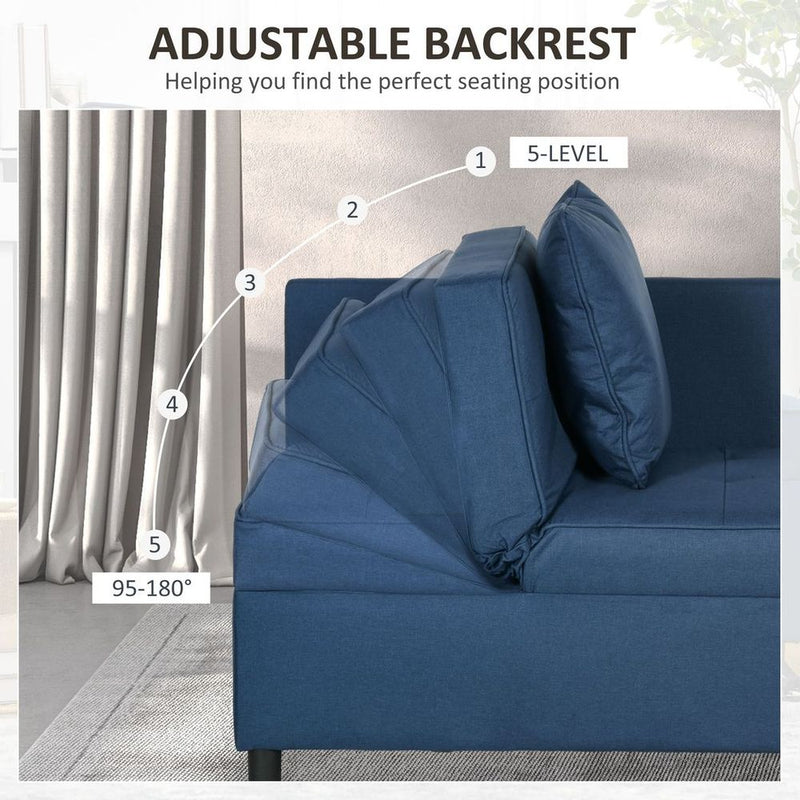 HOMCOM Folding Sleeper Sofa Bed Chair, Blue - Quality, Comfort, Versatility