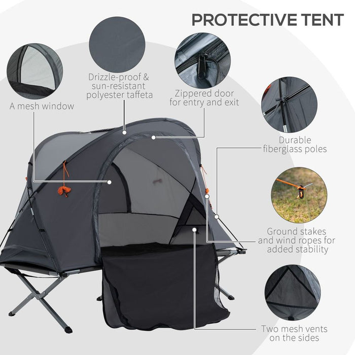 Outsunny Camping Tent Cot w/ Self-Inflating Air Mattress | Carry Bag - Comfort & Convenience!