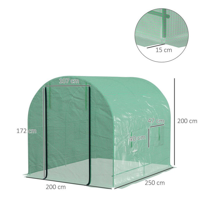 Premium 2.5x2m Polytunnel Greenhouse w/ Steel Frame & Roll-up Door - High-Quality, Durable & Easy Assembly