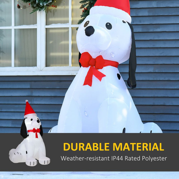 6ft Inflatable Christmas Puppy Dog Wearing Santa Hat Lighted Outdoor Indoor