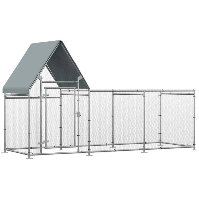 Walk In Chicken Run Galvanized Chicken Coop Hen House w/ Water-Resist Cover