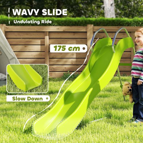 AIYAPLAY Freestanding Garden Wavy Slide for Kids with Climbing Ladder, Green