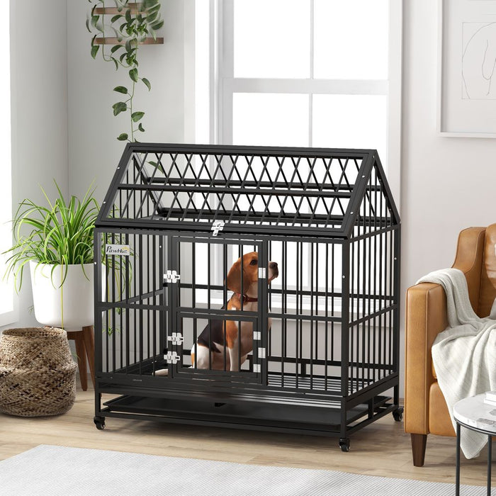 PawHut 48" Heavy Duty Dog Crate: Removable Tray, Openable Top