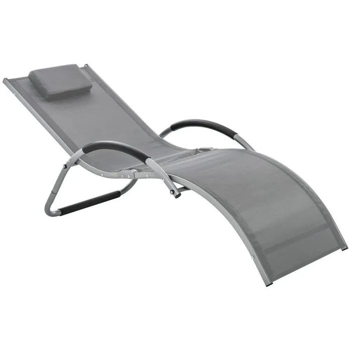 Portable Lounger Chair with Removable Pillow - Beach Yard Armchair, Dark Grey