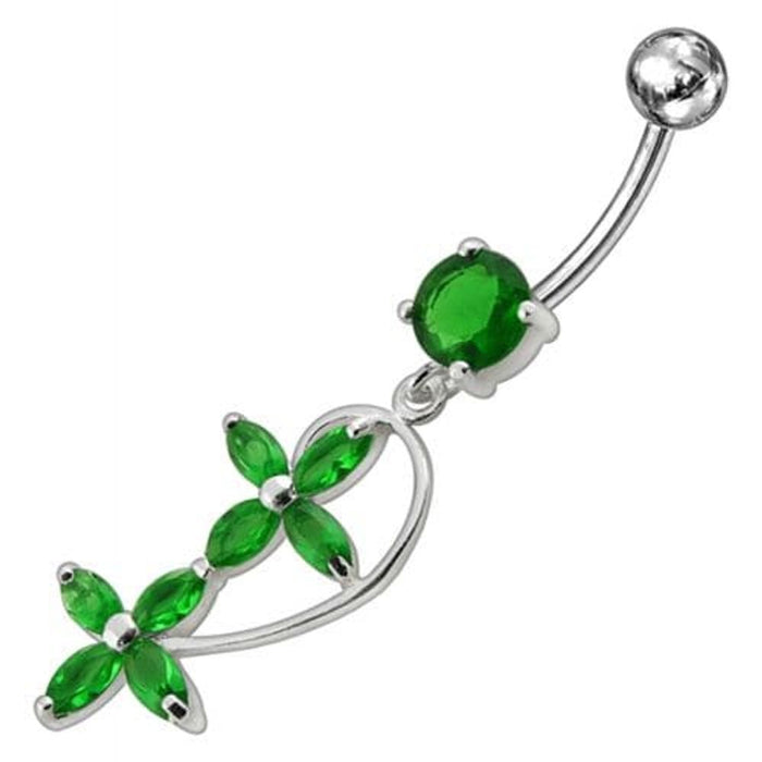 Fancy  Flowers Moving Dangling Banana Navel Ring