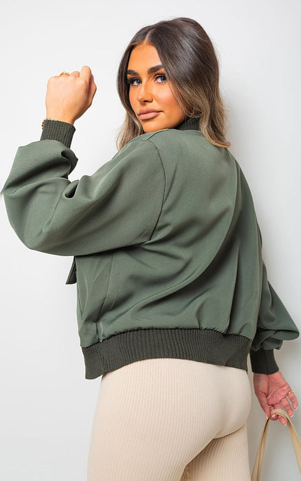 Joanna Long Sleeve Buttons Bomber Jacket