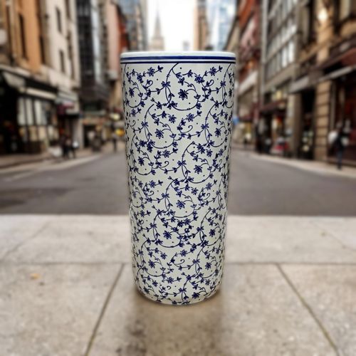 18" ROUND BLUE & WHITE UMBRELLA STAND