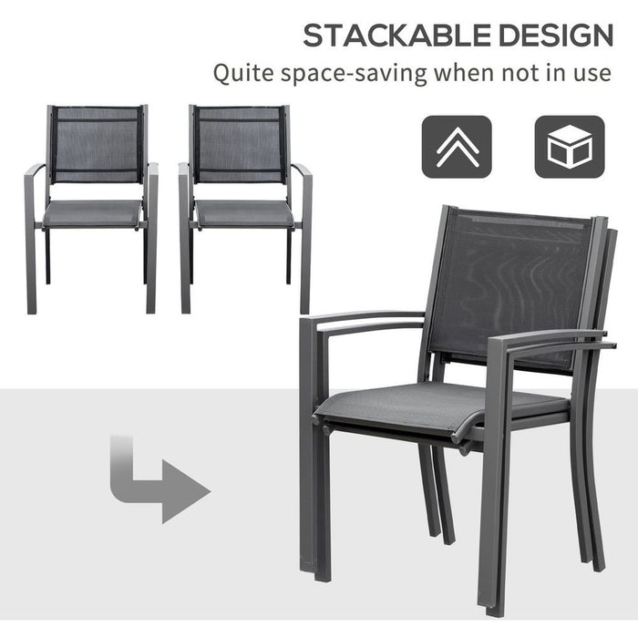 High-Back Outdoor Dining Chair Set | Mesh Seat | Dark Grey | 2 PCs