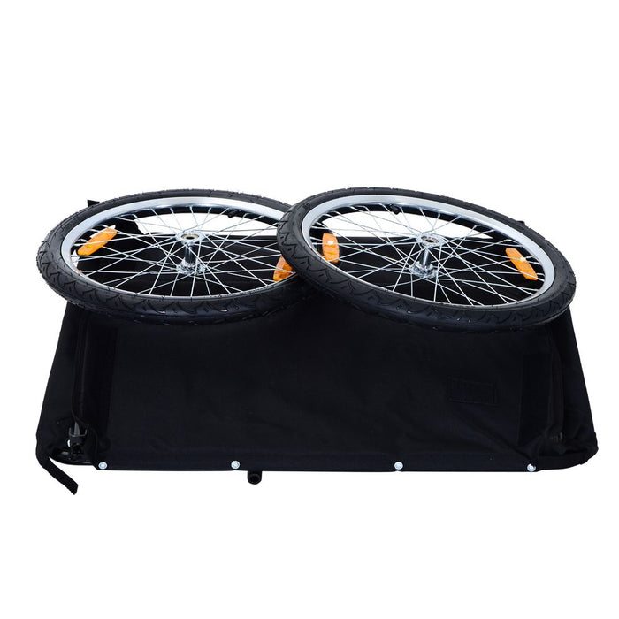 Bicycle Cargo Trailer Cover Black White Bike in Steel Frame Cover & Hitch Bike