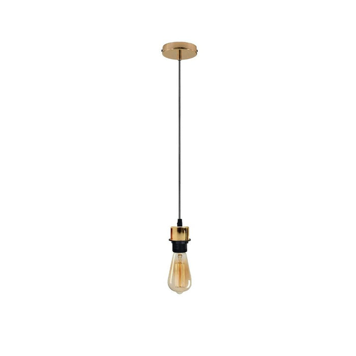 Industrial French Gold Pendant Light Fitting, Lampshade Addable E27 Lamp Holder UK Holder Fitting Set With PVC Cable.