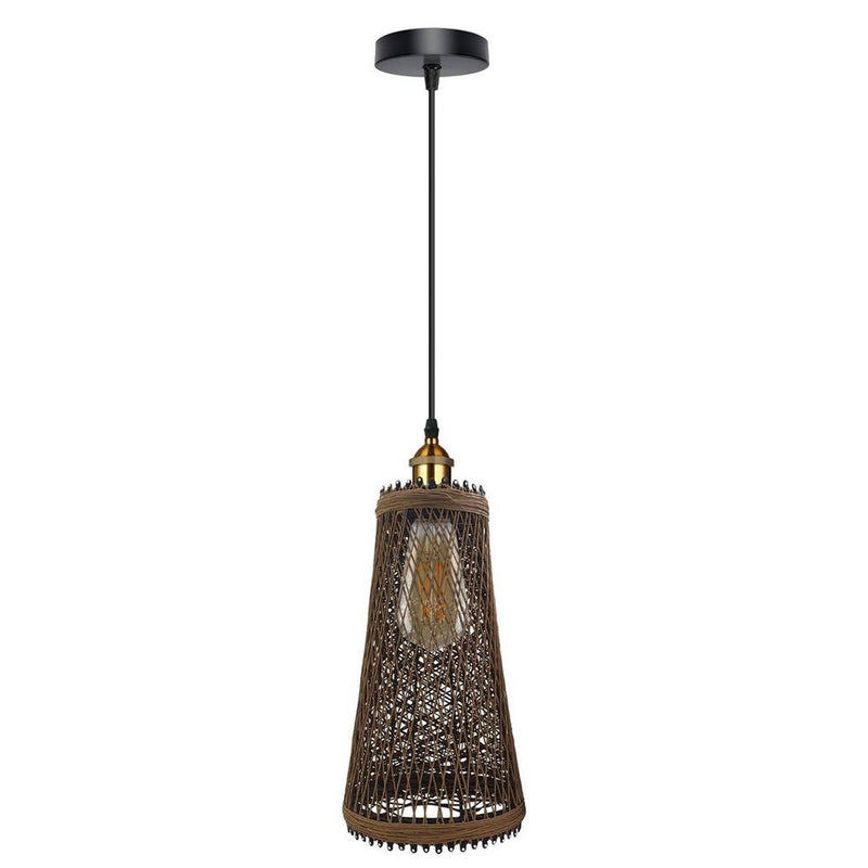 Vintage Industrial Style Pendant Light Shade - Natural Rattan Wicker - High Quality - Perfect for Home Decor & More!