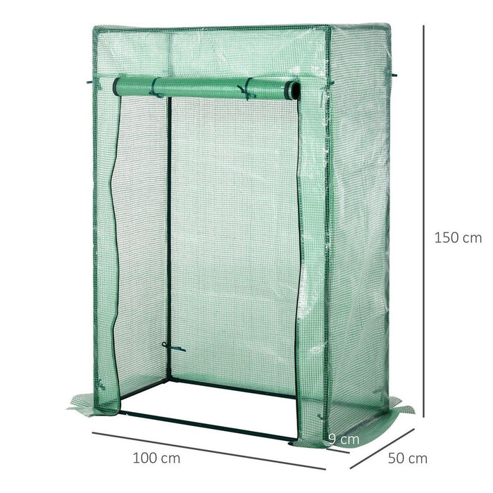 100 x 50 x 150cm Greenhouse w/ Zipper Roll-up Door Outdoor Green