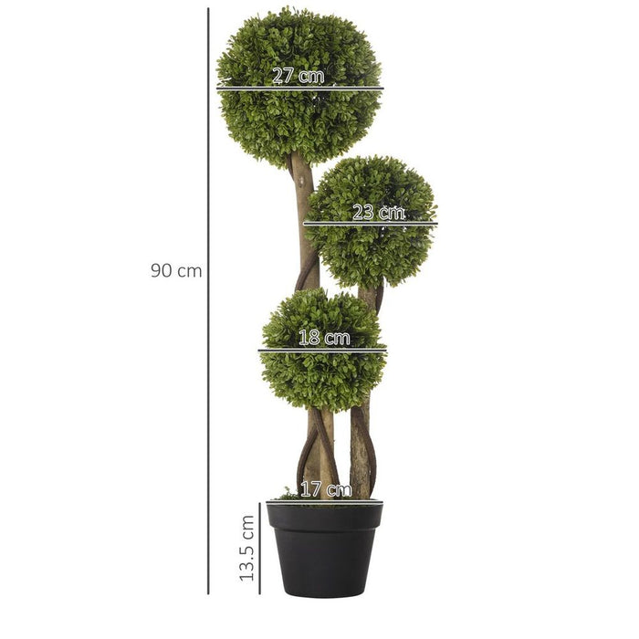 Premium Quality Faux Boxwood Ball Topiary - Indoor/Outdoor, 90cm