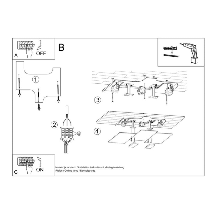 Ceiling lamp steel, glass Fabiano modern Design E27