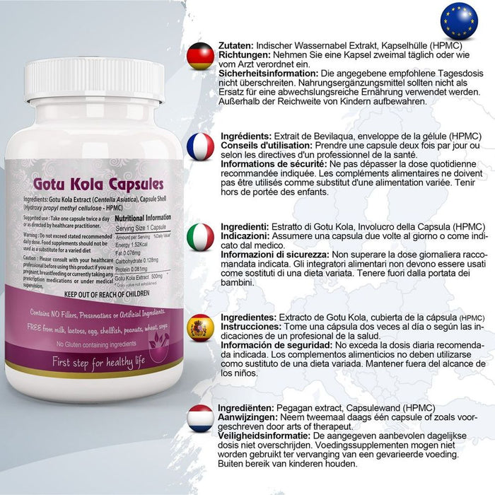 Premium Gotukola Capsules - Powerful Centella asiatica Supplement, Enhances Memory & Reduces Stress