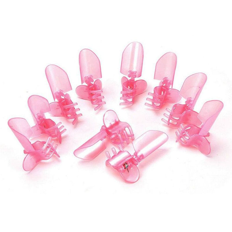 10-Pack Pink Nail Polish Protection Clips - Plastic Clip Tip for Drying Enamel