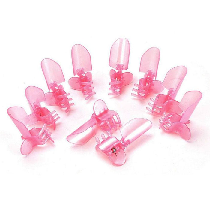 10-Pack Pink Nail Polish Protection Clips - Plastic Clip Tip for Drying Enamel