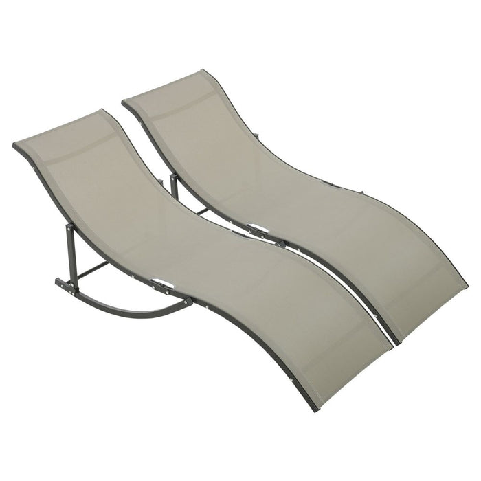 Set of 2 S-shaped Reclining Chair 165x61x63cm Khaki Zero Gravity Recliners