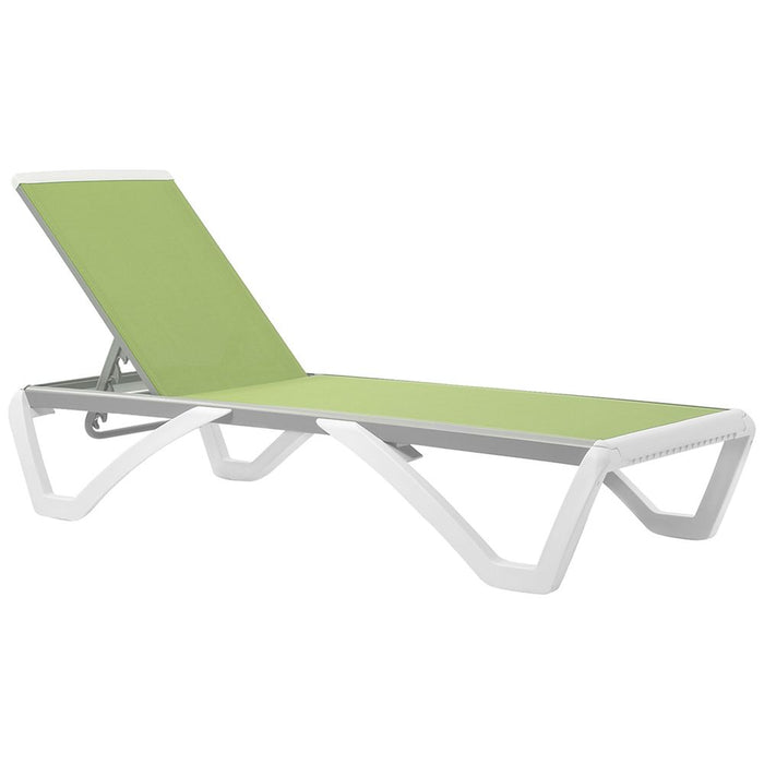 Outsunny Chaise Patio Lounge - 5-Level Adjustable Back - Green