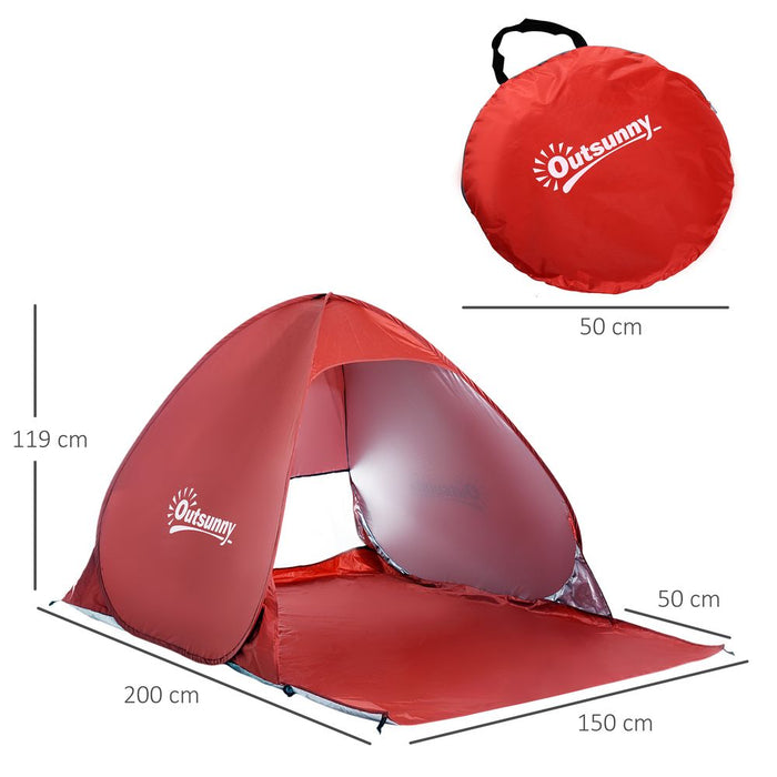 Outsunny Red Beach Tent: Instant Camping Pop up Sun Shade Shelter