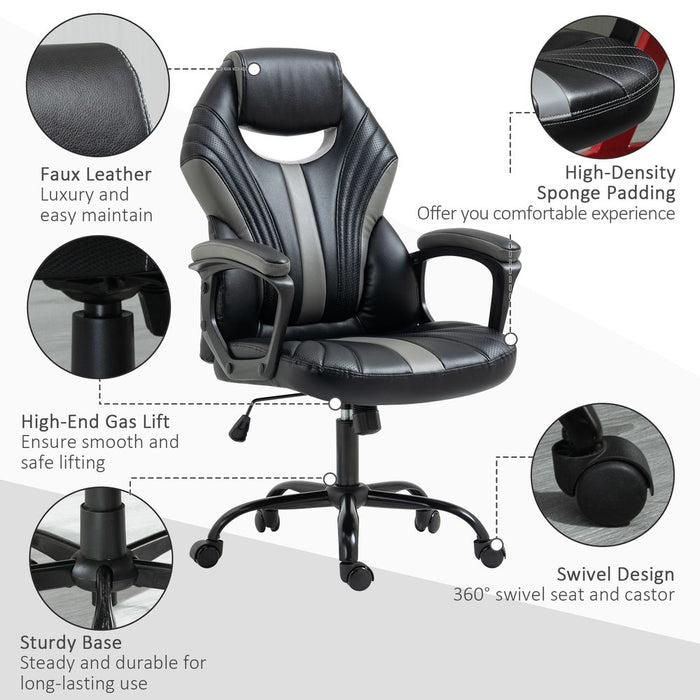 Vinsetto Racing Gaming Chair Gamer Chair with Armrests Swivel Wheels Black Grey