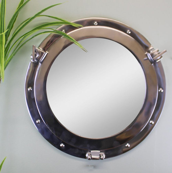 Premium Quality Silver Metal Port Hole Mirror, 40cm