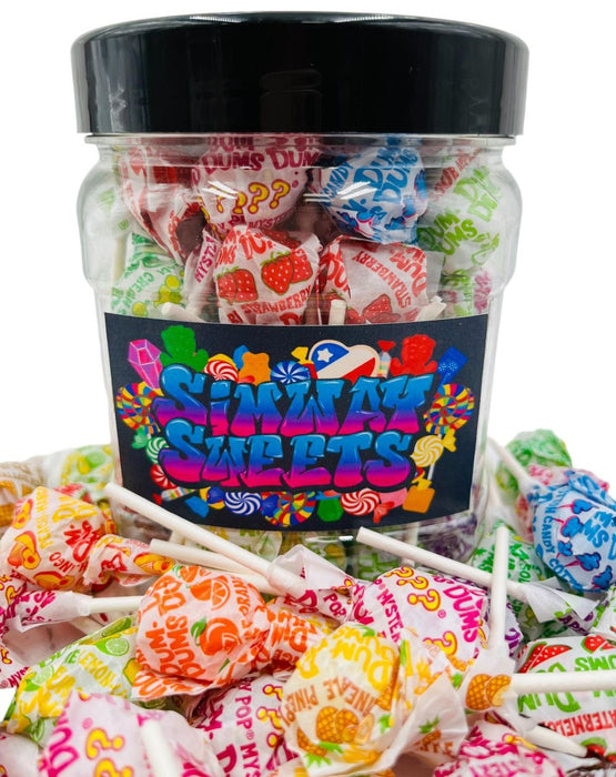 Dum Dums Jar - Imported USA Lollipops, Date Assured, 55 Colorful Pieces, Ready to Gift, Simway Sweets