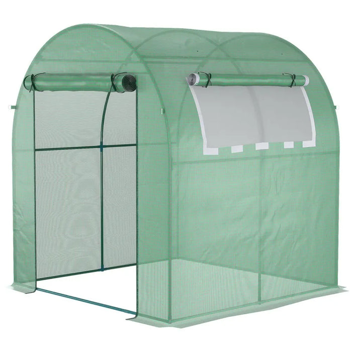 Year-Round Polytunnel Greenhouse | Extend Growing Season | Steel Frame | Roll-Up Doors & Window | UV Protection | 1.8x1.8x2m