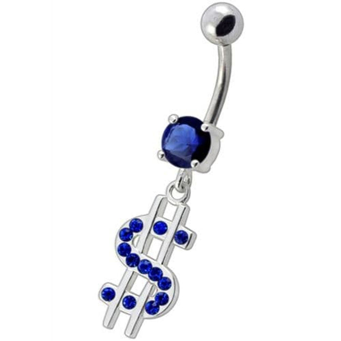 Fancy Jeweled $ Sign Dangling Belly Ring