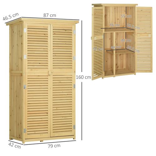 87 x 47 x 160cm Wooden Garden Storage Shed w/ Asphalt Roof, Natural