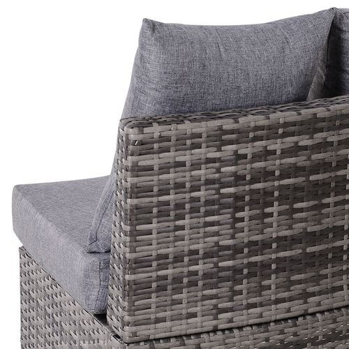 4-Seater Half Moon Shaped Rattan Outdoor Garden Furniture Set Grey