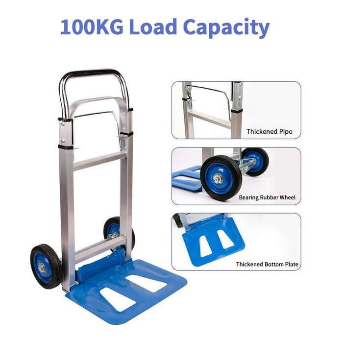 Ultra-Durable 100kg Folding Sack Trolley | Extendable Handle | Heavy Duty Steel & Aluminium | Rubber Wheels | Easy Manoeuvrability