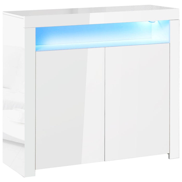 Modern LED Cabinet w/ RGB Lighting - High Gloss, White