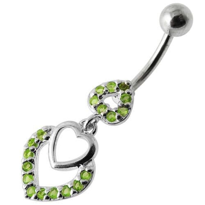 Fancy Jeweled Multi Heart Dangling Navel Ring