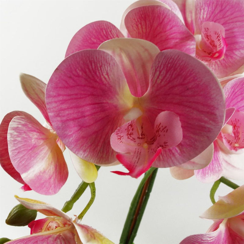 70cm Artificial Orchid Light Pink with Silver Ceramic Planter